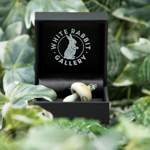 Glass mushroom mint green caramel in box in decor