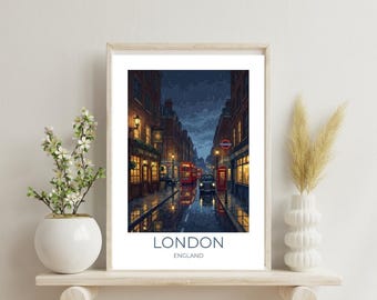 Dark London Skyscape Matte Vertical Poster | City Skyline Wall Art