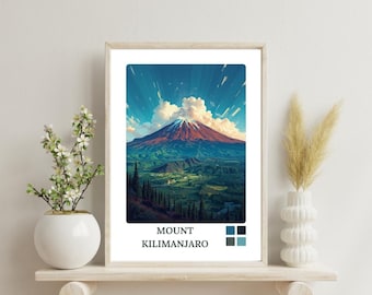 Mount Kilimanjaro Poster, Mountain Wall Art Print, Africa Travel Decor, Landscape Photography Poster, Adventure Gift
