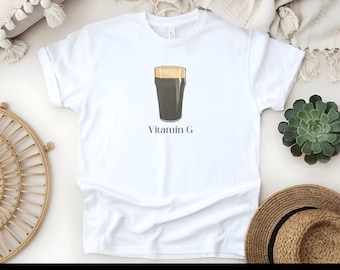 Guinness Beer T-Shirt: Vitamin G Print (Irish Pub Style)