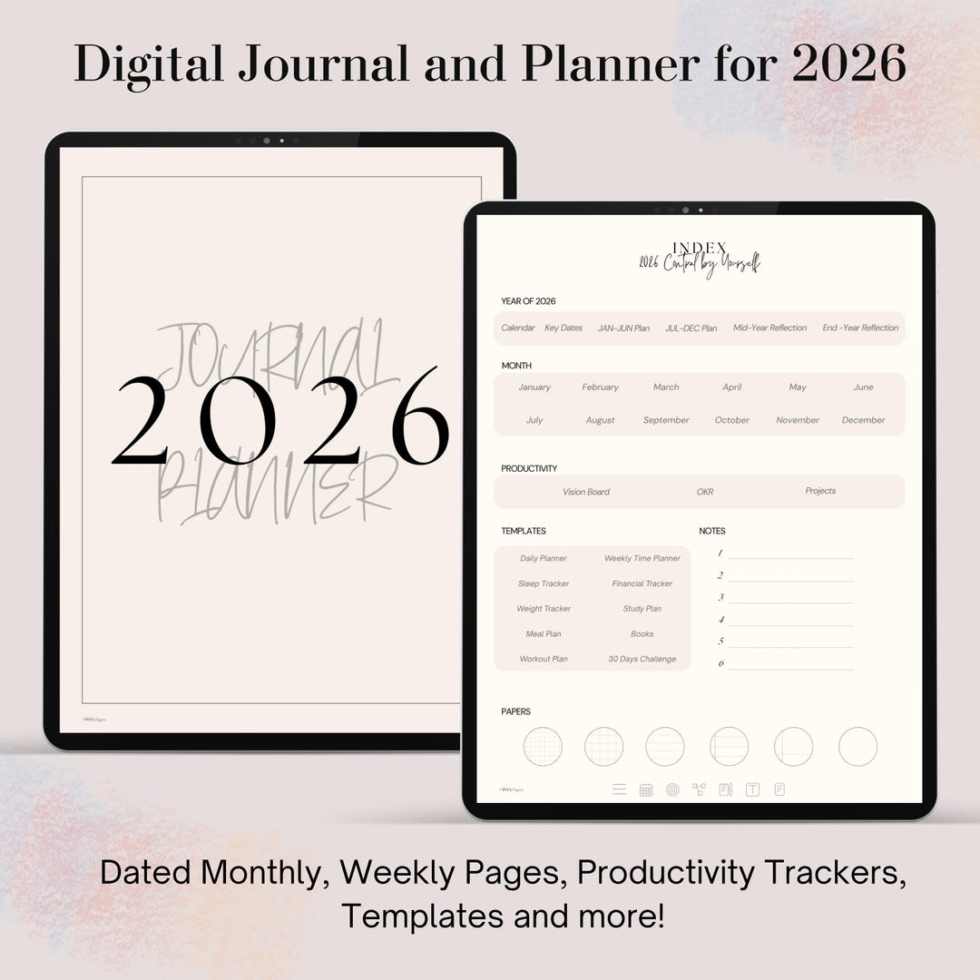 2026 Digital Planner, Hyperlinked Weekly, Sunday Start (digital ...