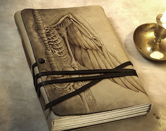 large leather journal, sketchbook, journal for drawings, gift for artist, gift for painter, blank notebook, drawing pad, Anatomy of an Angel