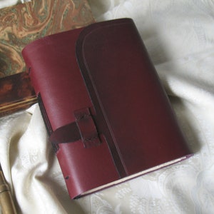 red leather journal, leather notebook, gift for a writer, vintage style paper, red diary, pocket journal image 1