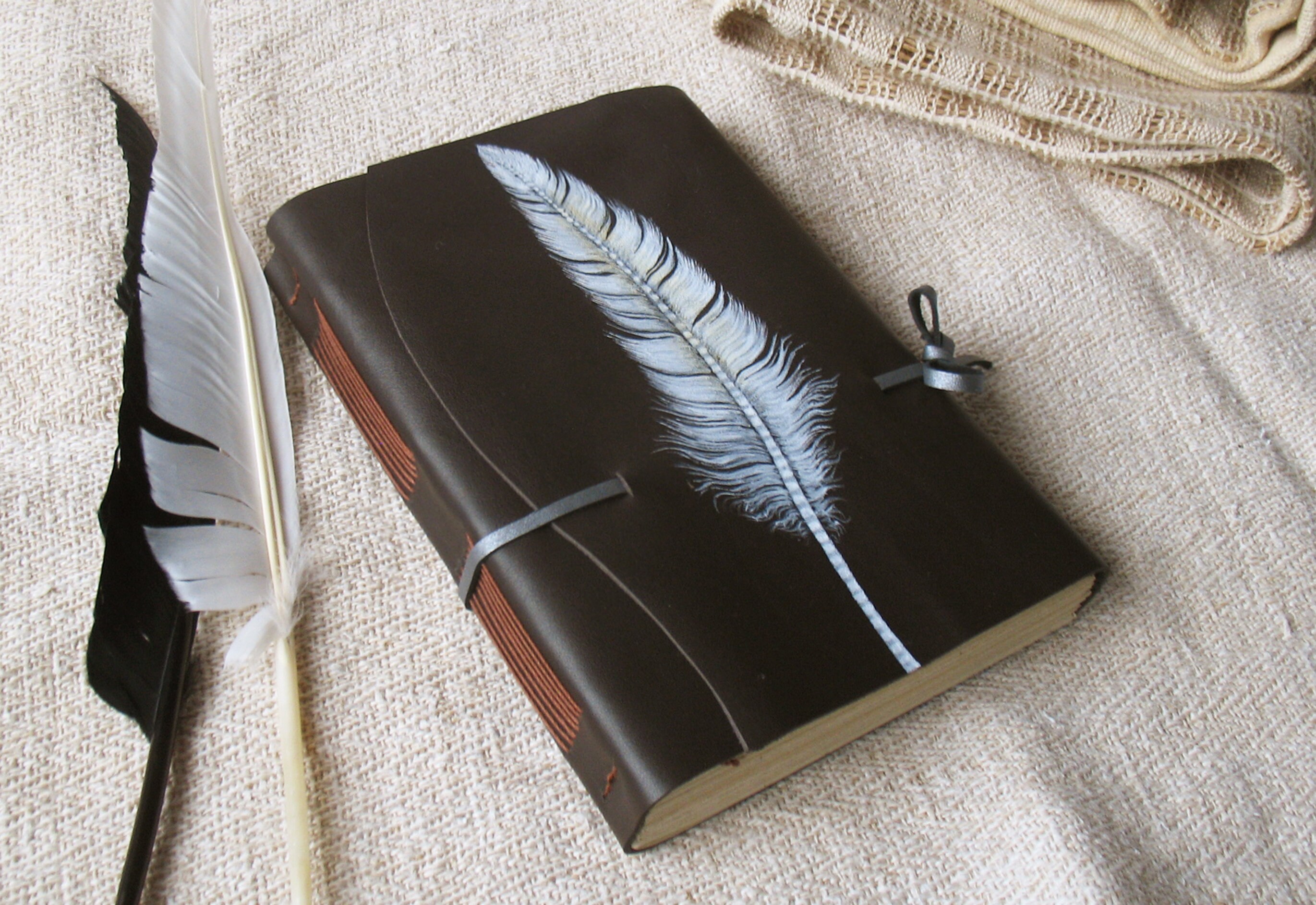 Quill Leather Journal Feather Plume Handmade Leather Etsy Canada