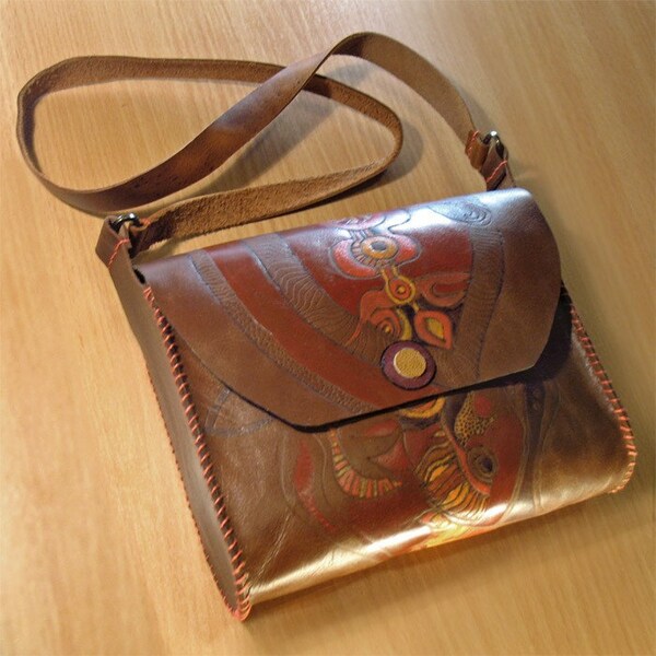 Masai Leather Bag - OOAK handpainted purse