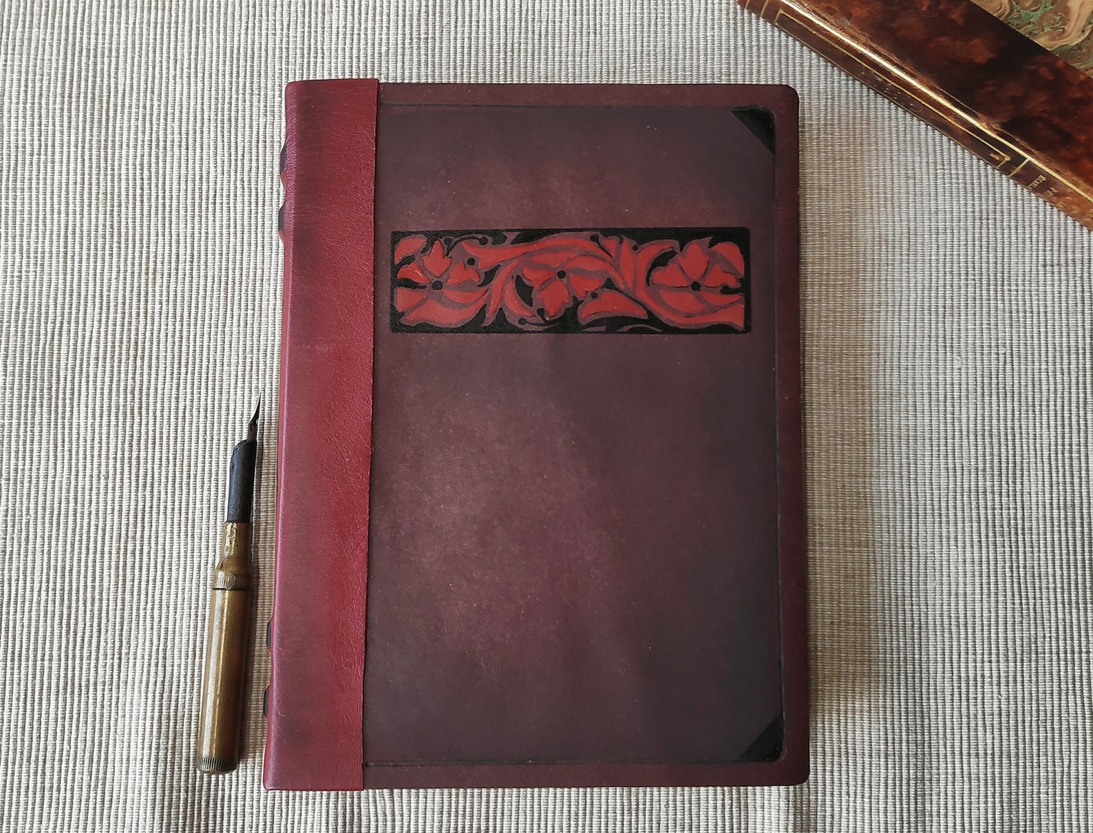 Large Red Leather Journal Handmade Vintage Style Diary Large Etsy