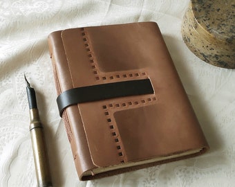 Brown Leather Journal: Vintage-Style Tooled Cover, Travel-Friendly Notebook with Retro Paper