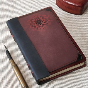 Diario in pelle bordeaux, pagine in stile vintage, diario in pelle fatto a mano, diario tascabile in pelle, libro bianco, diario di viaggio tascabile