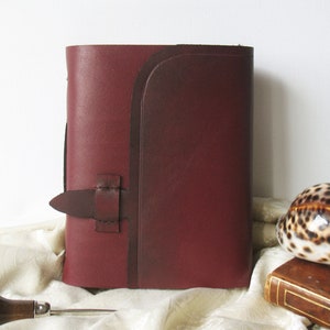 red leather journal, leather notebook, gift for a writer, vintage style paper, red diary, pocket journal image 2