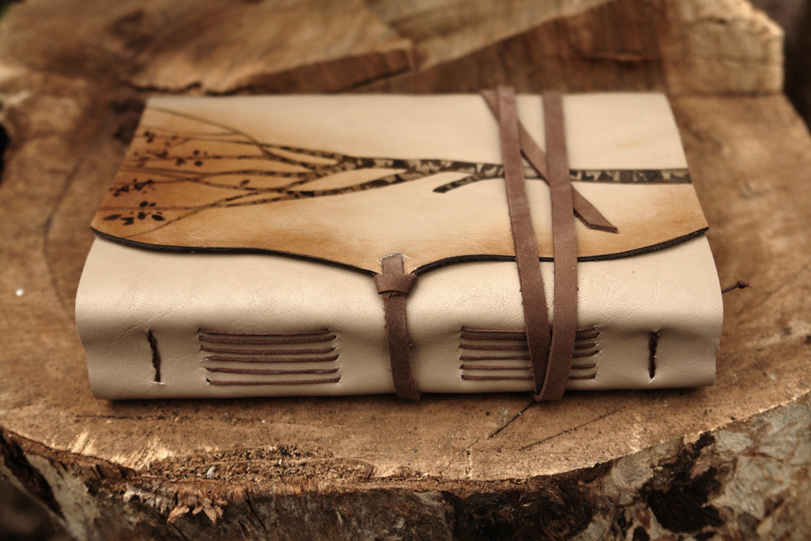Tree Leather Journal Personalized Notebook for a Writer Etsy