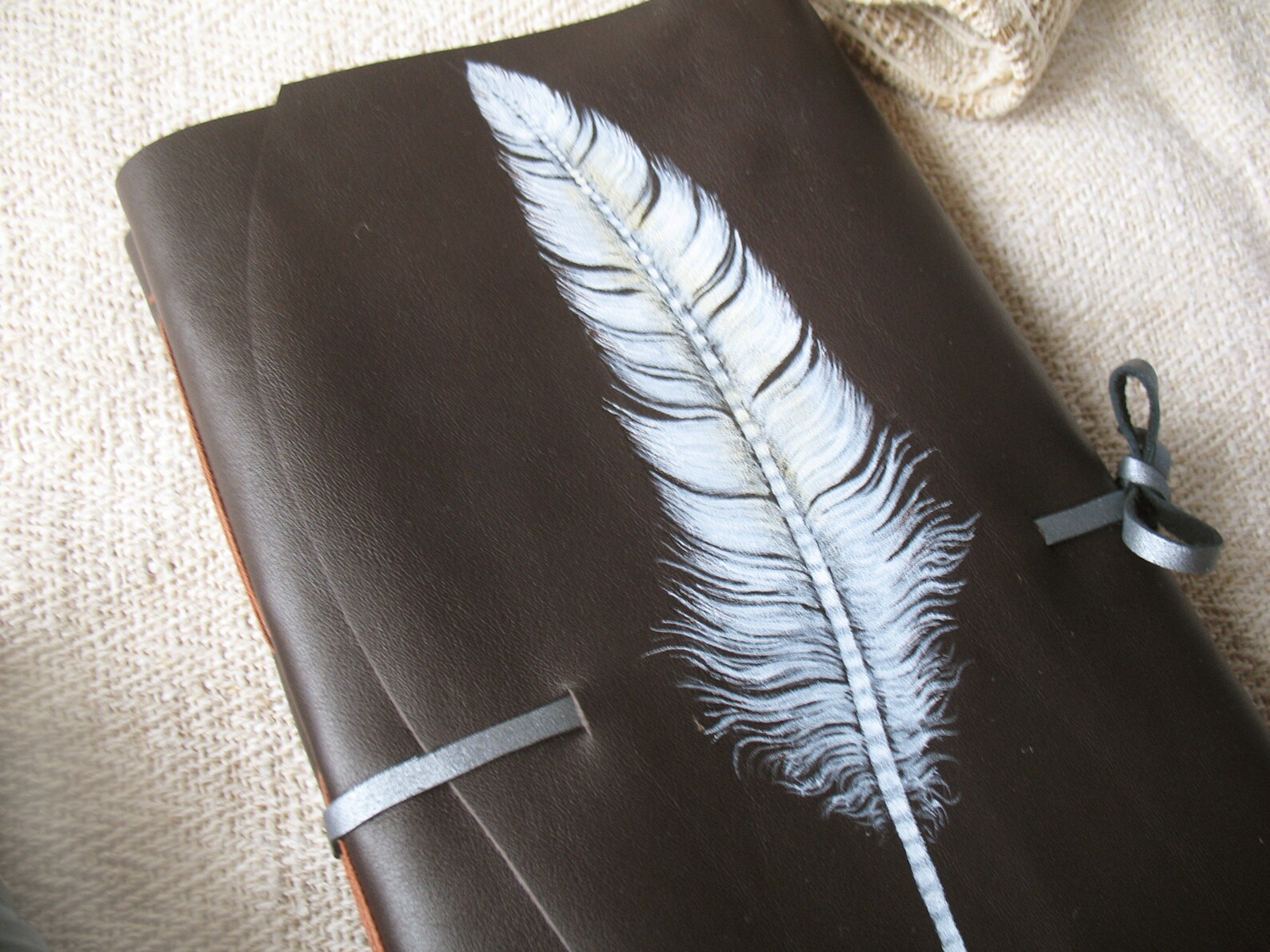 Quill leather journal feather plume handmade leather Etsy