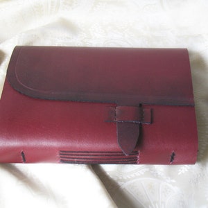 red leather journal, leather notebook, gift for a writer, vintage style paper, red diary, pocket journal image 4
