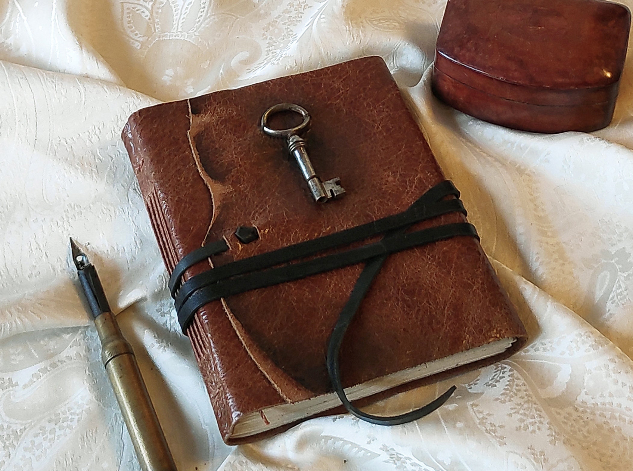 Waarneembaar Perseus elke keer Lederen dagboek met oude sleutel handgemaakte lederen - Etsy Nederland