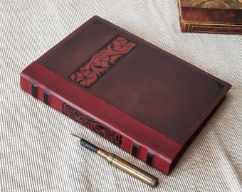 brown leather journal – rustic notebook -blank book, diary with