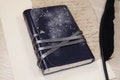 blue leather journal - romantic notebook - leather journal, poetry diary, gift for writers, poems writing journal - Constellations product logo