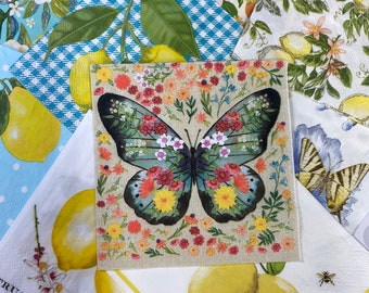 Set of Lemon themed Napkins - and a few butterflies!