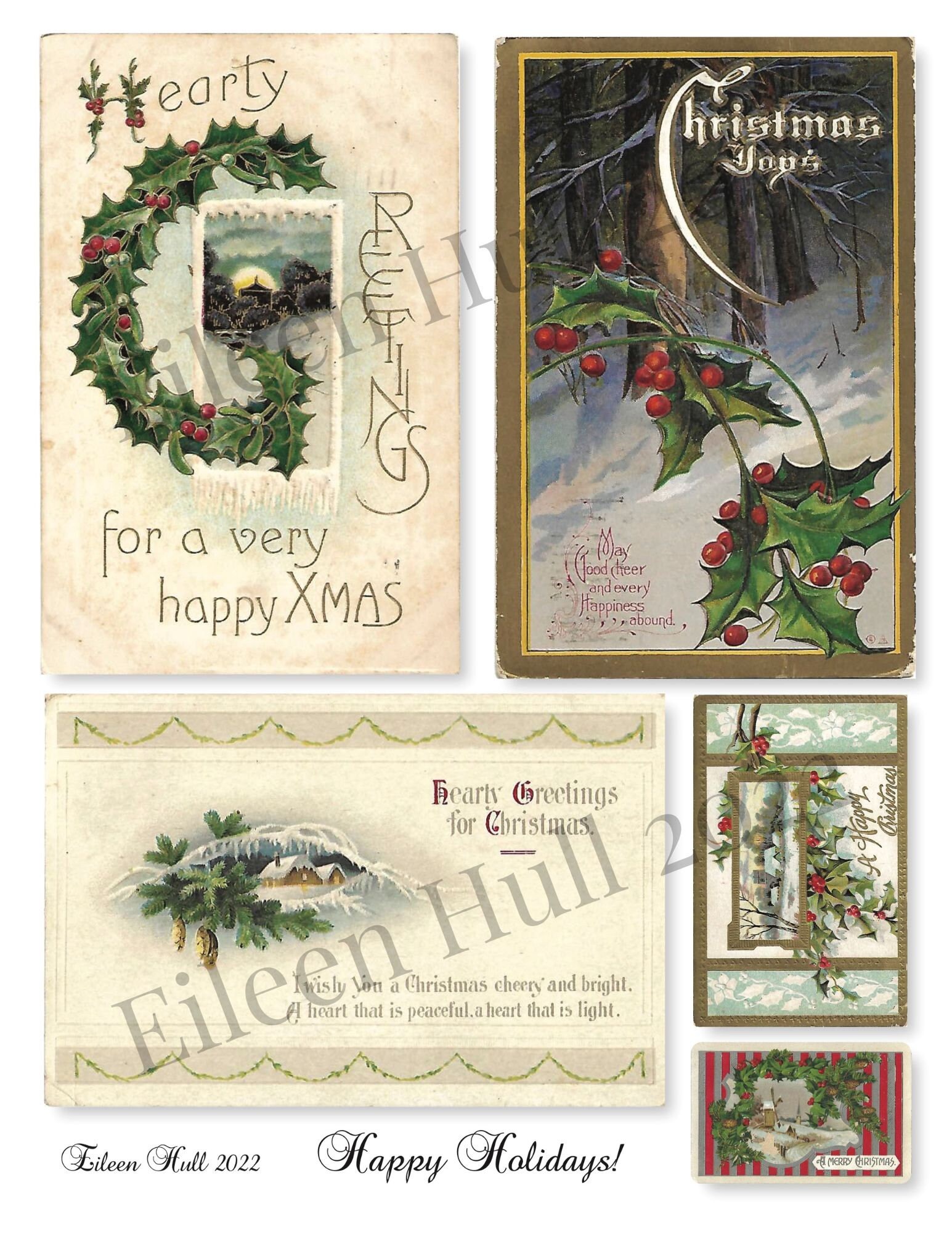 Vintage Christmas Postcards- Digitals - Etsy