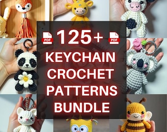 Keychain Amigurumi Crochet Pattern Bundle, Miniature Crochet, Cute Crochet Pattern, Plushie Pattern, Animal Keychain, Bag Charm,Easy no sew