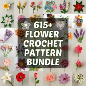 Plus de 615 motifs de fleurs au crochet, Amigurumi, Fleurs au crochet, Tournesol, Tulipe au crochet, Bouquet de marguerites, Fleur de rose, Bouquet au crochet