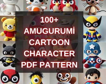 100+ Amigurumi Cartoon Charakter PDF Pattern Bundle | Niedliche & einfache Häkelanleitungen | Weihnachten, Halloween, Tierpuppen, Häkelpuppe