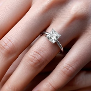 7mm Princess Cut Moissanite   Engagement Ring | 925 Sterling Silver Ring | Promise Ring | Anniversary Gift for Her