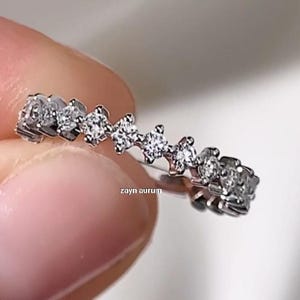 Moissanite Eternity Band Ring | Half Eternity 925 Silver Ring | Dainty Stackable Anniversary Ring | Wedding Ring l Zayn Aurum Promise Ring