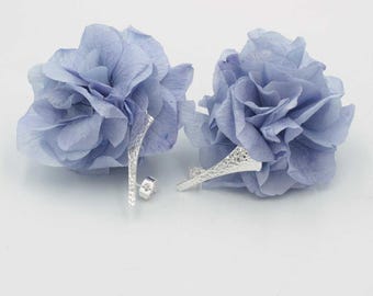 Pendientes de flores preservadas azul Cielo