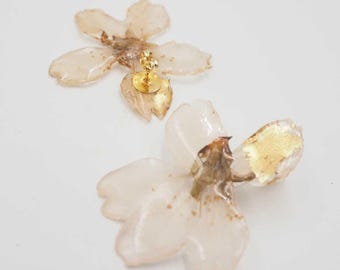 Pendientes de flores naturales Botón Almendro