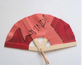 Abanico de seda pintado a mano y 4 varillas Wind
