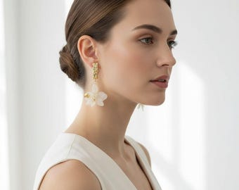 Pendientes de orquídeas naturales Primavera