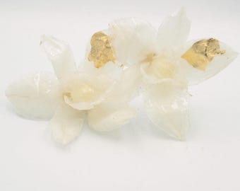 Pendientes con grandes orquídeas naturales Manila