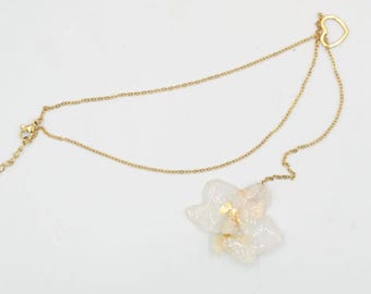 Collar con orquídea blanca natural Corazón