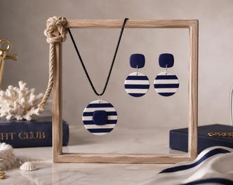Zestaw kolczyków w kolorze Coastal Blue, ręcznie robiona biżuteria z gliny polimerowej do letnich stylizacji