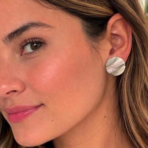 Sage Marble Stud Earrings, Polymer Clay Earrings, Minimalist Neutral Jewelry, Handmade Lightweight Earrings, Gift for Her