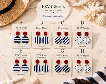 Coastal Earring Collection, Summer Jewelry Set, Polymer Clay Earrings, Nautical Earrings, Beach Vacation Jewelry, Handmade Gift