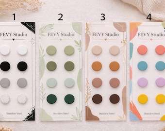 Polymer Clay Stud Earrings Set, Stainless Steel Posts, Minimalist Studs Pack, Neutral Pastel Color Earrings, Everyday Earring