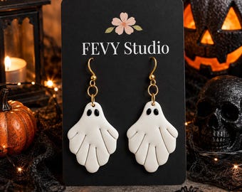 Pendientes de fantasmas de Halloween, Pendientes bonitos de Halloween, Pendientes colgantes de fantasmas, Joyería espeluznante, Regalo de Halloween, Pendientes de otoño