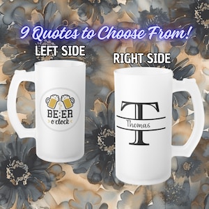 Custom Beer Mug with Handle, Personalized Engraved Beer Mug,  Frosted glass mug, Groomsmen Gift, Husband Dad Gift, Funny Beer Mug