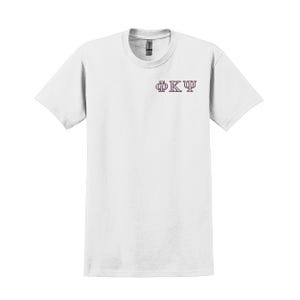 Camiseta con letras griegas bordadas de la fraternidad Phi Kappa Psi