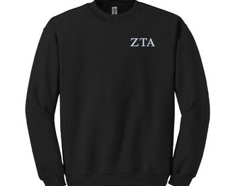 Zeta Tau Alpha Sorority Embroidered Greek Letter Crewneck Sweatshirt