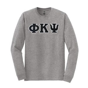 Camiseta de manga larga con letras griegas de la fraternidad Phi Kappa Psi