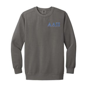 Alpha Delta Pi Sorority Comfort Colors Embroidered Greek Letter Crewneck Sweatshirt