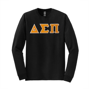 Camiseta de manga comprida com letras gregas da fraternidade Delta Sigma Pi