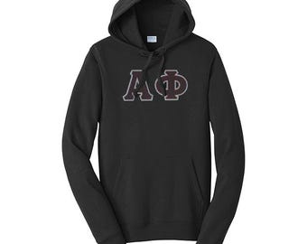 Alpha Phi Sorority Hoodie: Sewn Greek Letter Sweatshirt