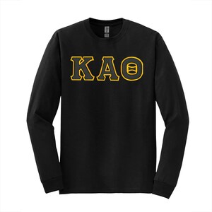 Camiseta de manga larga con letras griegas de la hermandad Kappa Alpha Theta