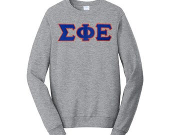 Sigma Phi Epsilon Crewneck Sweatshirt: Satin Stitch Greek Letters