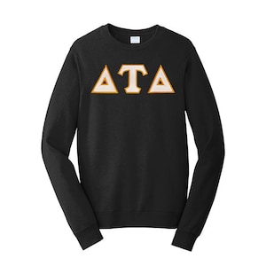 Sudadera premium de cuello redondo con letras griegas de la Fraternidad Delta Tau Delta