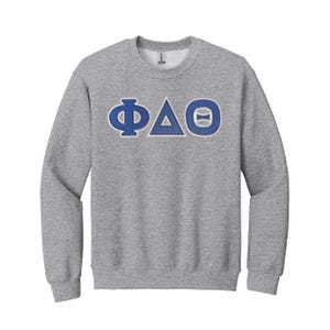 Sudadera de cuello redondo con letras griegas de la fraternidad Phi Delta Theta