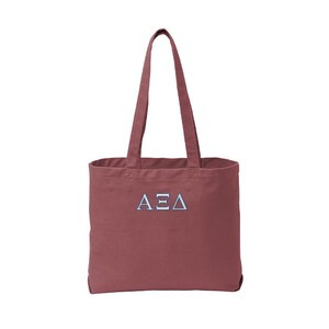 Alpha Xi Delta Sorority Tote Bag Embroidered Greek Letters