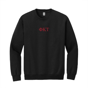 Phi Kappa Tau Fraternity Center Embroidered Greek Letter Crewneck Sweatshirt